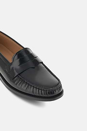 Mocassins van Geborsteld Leer, Black, thumb, 4