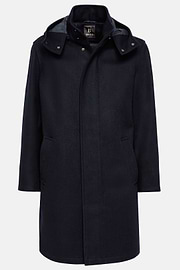 Parka In Technical Wool, Navy blue, hi-res