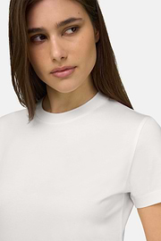 T-Shirt In Cotone Seta, Bianco, thumb, 4