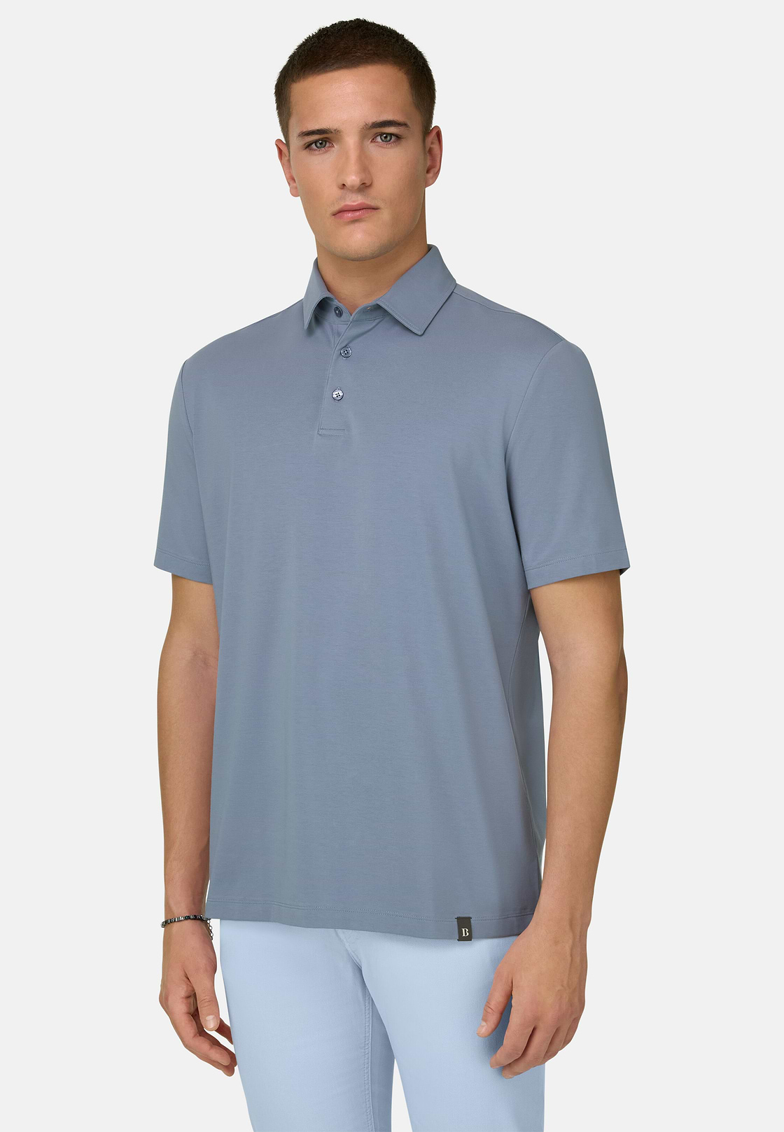 Polo Shirt In Stretch Supima Cotton, Light Blue, hi-res, 1