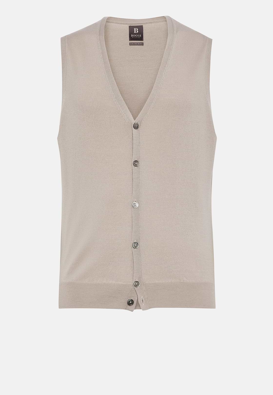 Gilet En Maille Sable En Laine Mérinos, Sable, hi-res