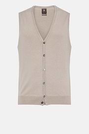 Gilet En Maille Sable En Laine Mérinos, Sable, hi-res