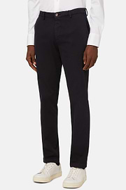 Stretch Cotton/Tencel Trousers, Navy blue, hi-res