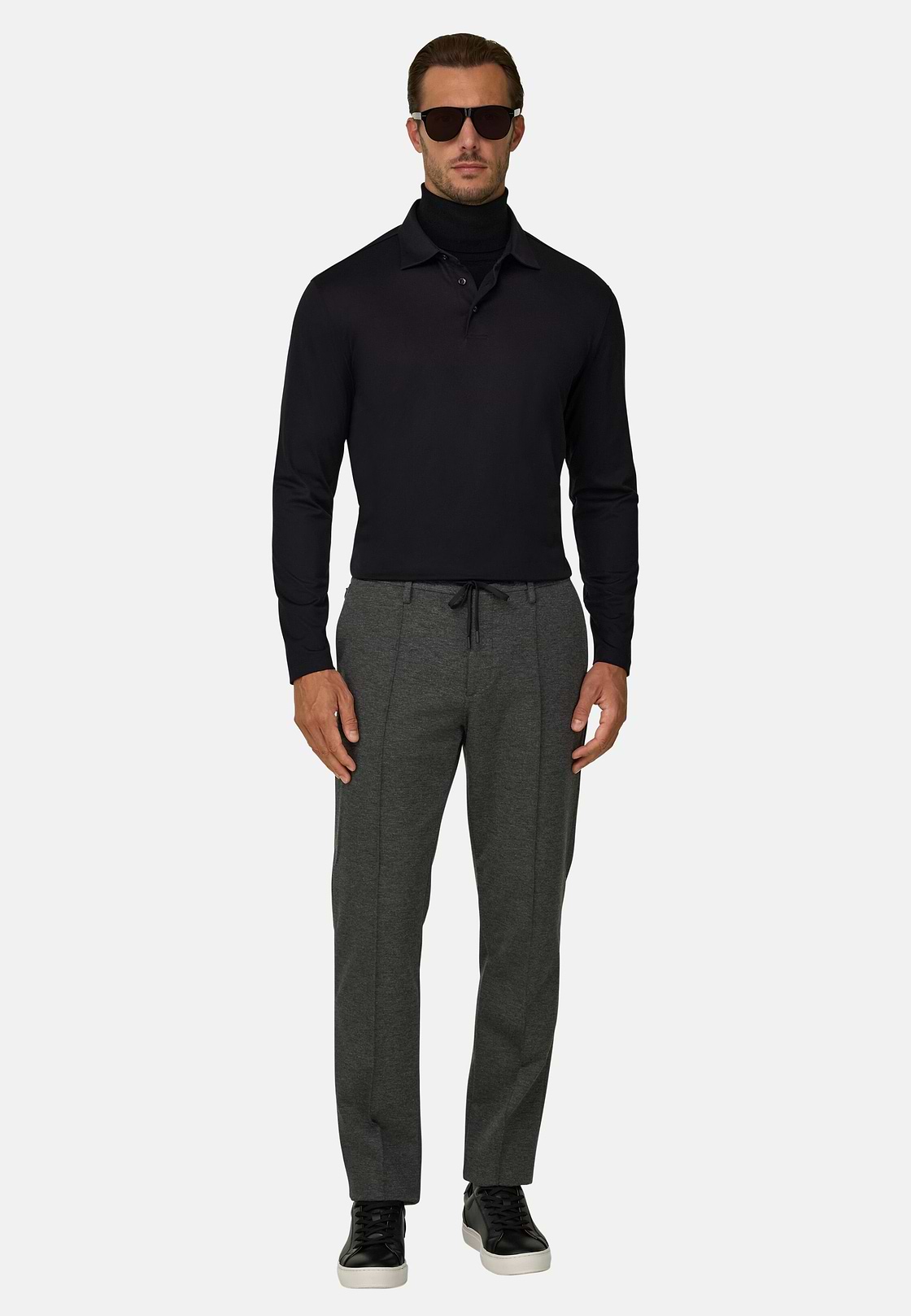 Trousers in Technical Jersey, Dark Grey, hi-res, 2