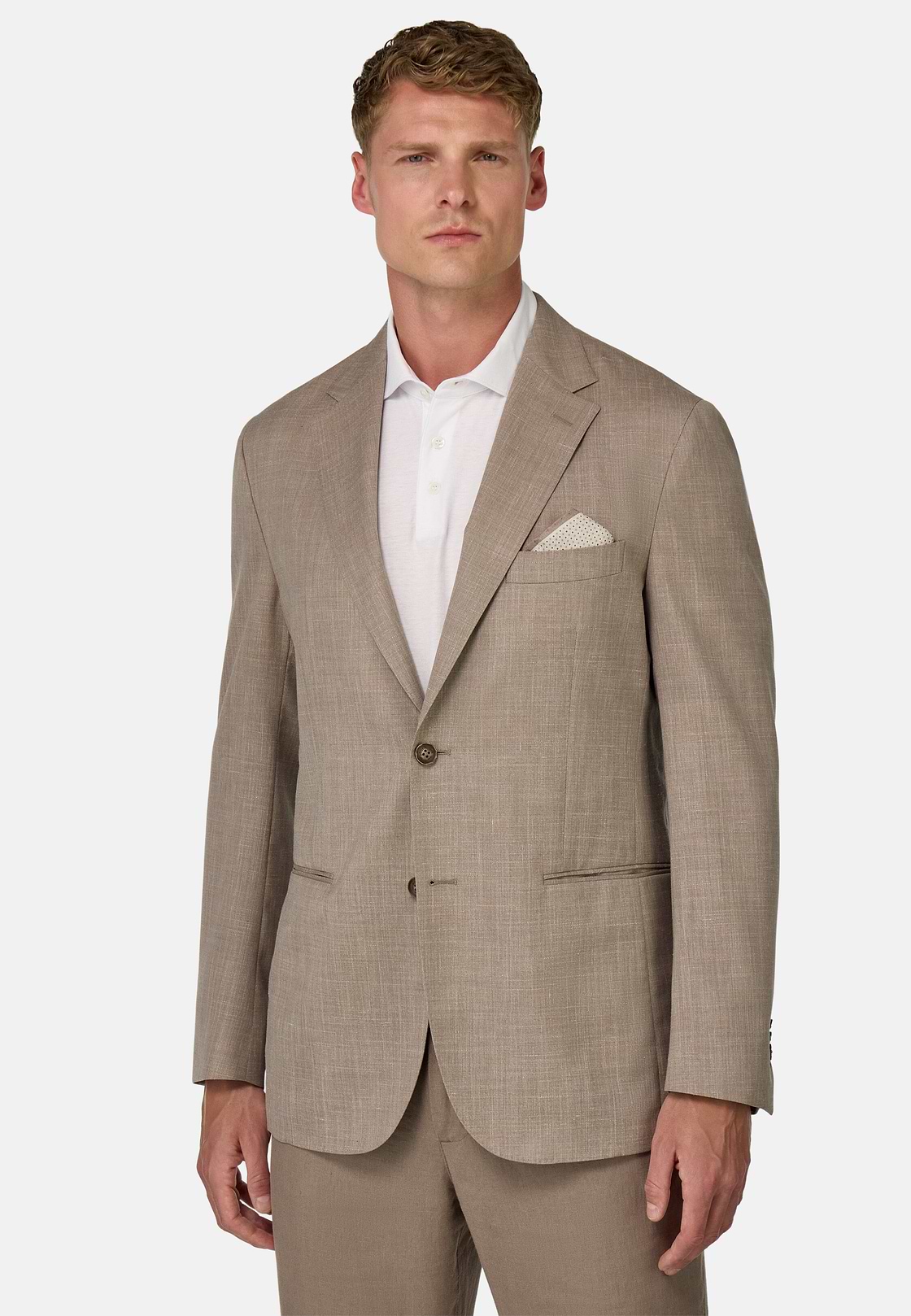 Wool, Linen and Silk Jacket, Taupe, hi-res