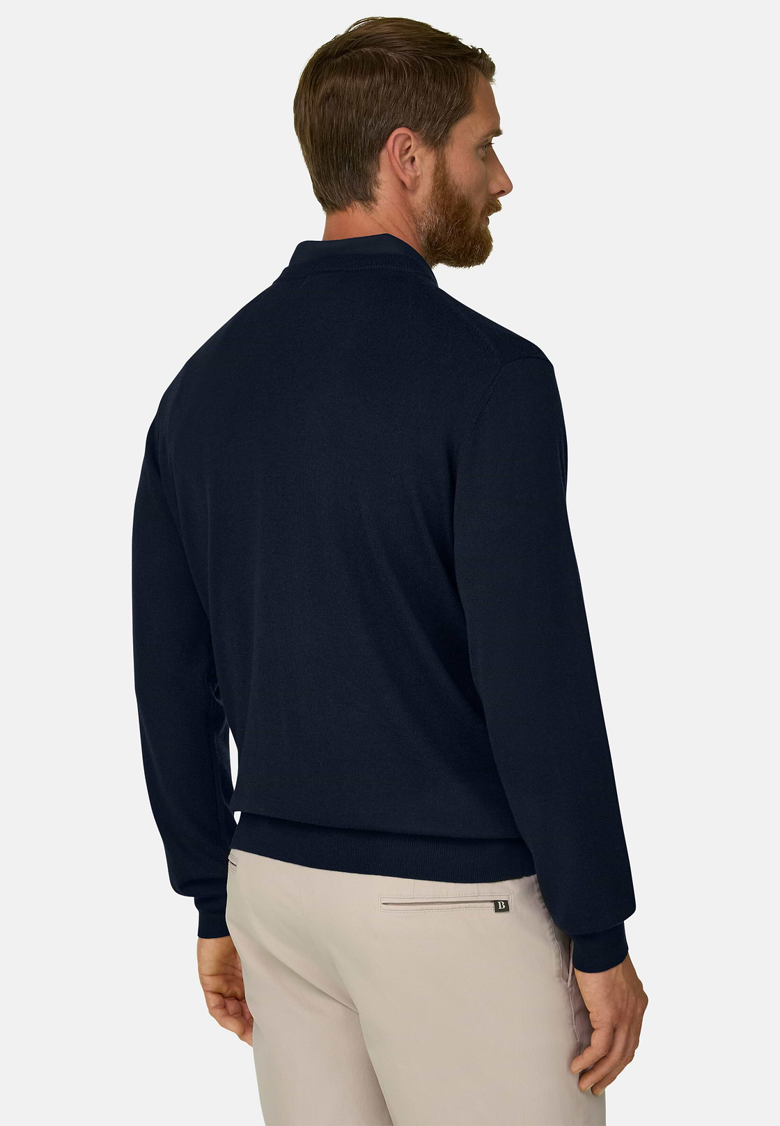 Rundhalspullover aus extrafeiner Merinowolle, Navy blau, hi-res, 4