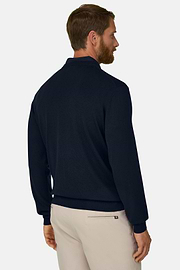 Rundhalspullover aus extrafeiner Merinowolle, Navy blau, thumb, 4