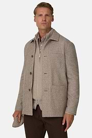 Structured Shacket in Wool Silk Cashmere, Taupe, thumb, 1
