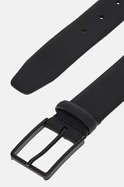 Rubberised Leather Belt With Logo, Black, hi-res