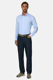 Polo Overhemd Mouliné van Katoen Regular Fit, Light Blue, thumb, 2