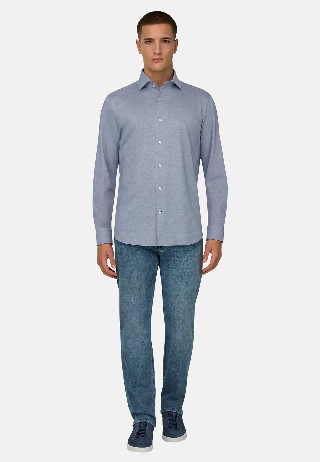 Polohemd Aus Japanischem Jersey Regular Fit, Indigo, hi-res, 2