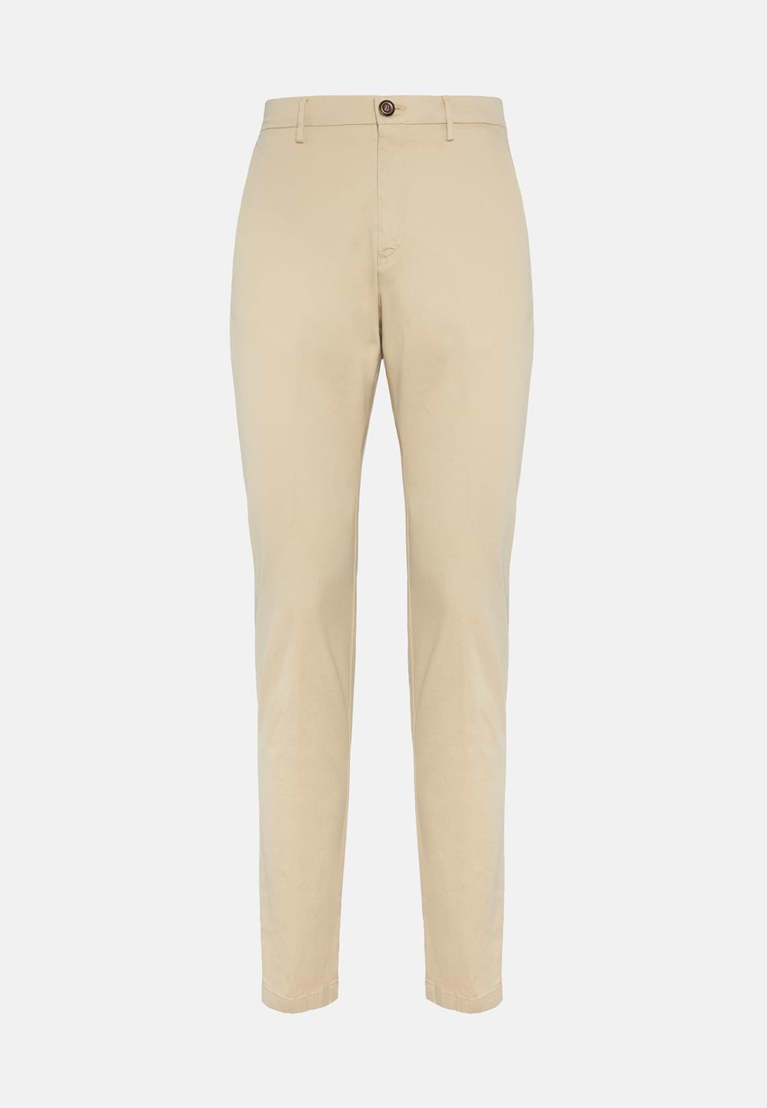 Pantalon En Coton Tencel Extensible, Sable, hi-res