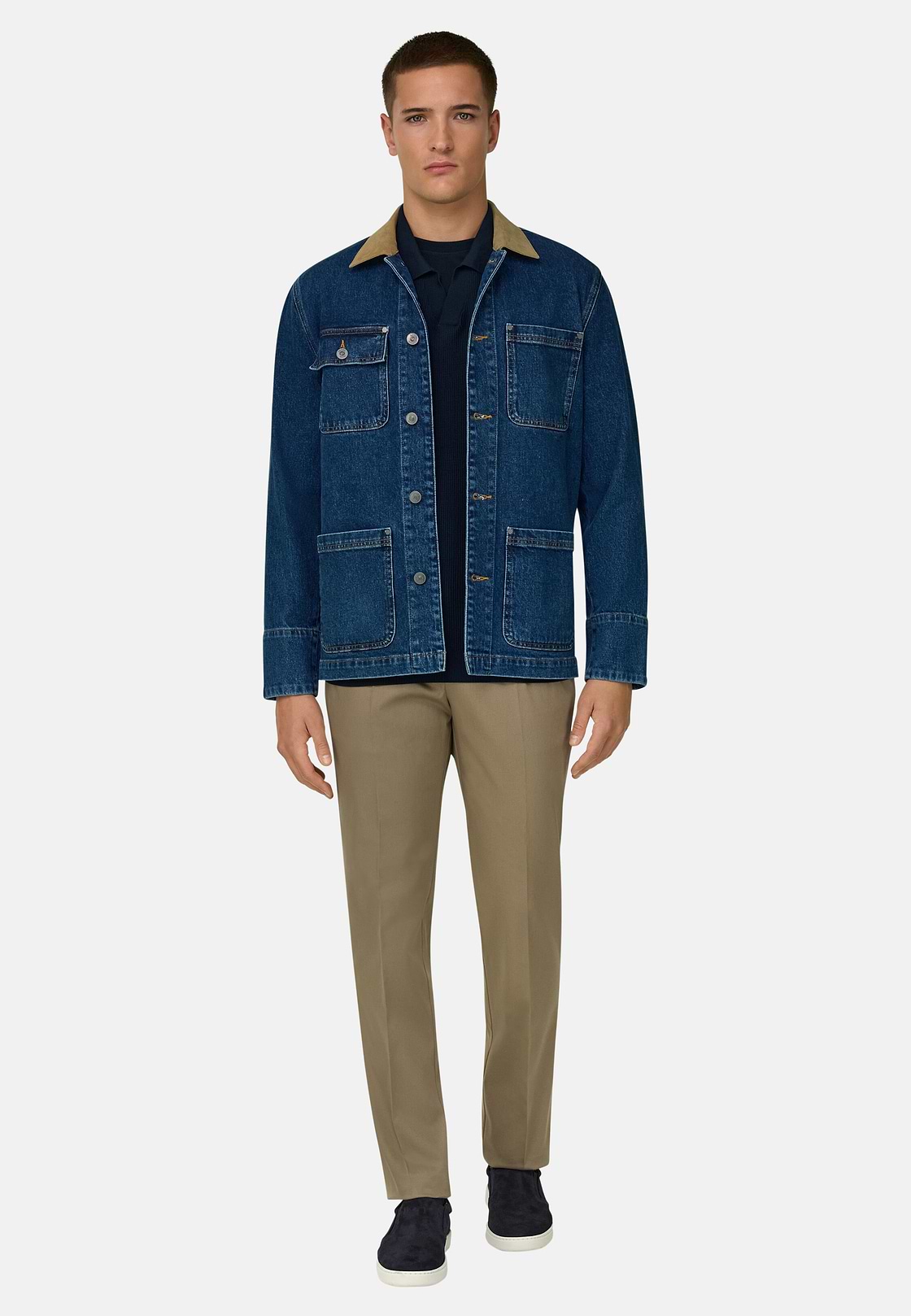 Giacca Camicia In Denim Di Cotone, Indaco, hi-res, 2