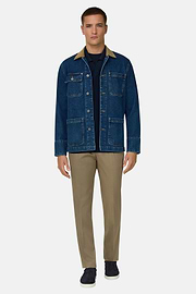 Giacca Camicia In Denim Di Cotone, Indaco, thumb, 2