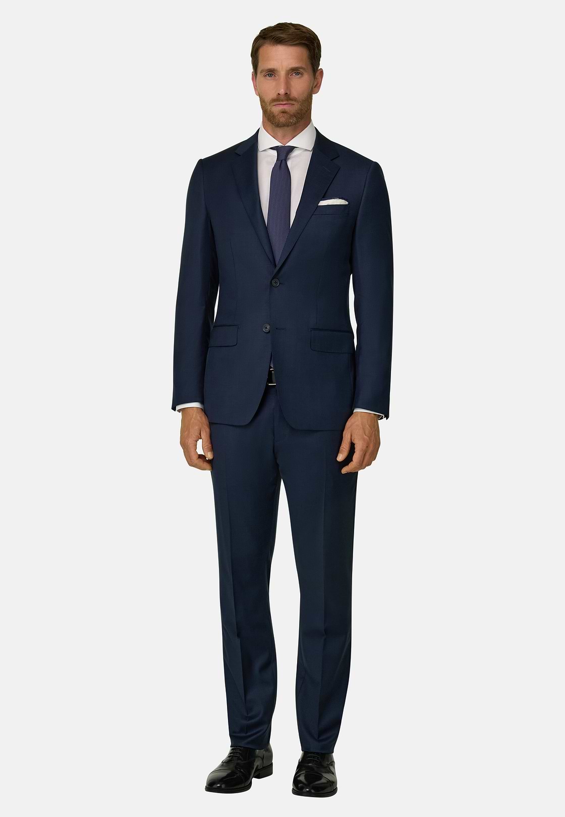 Suit Micro Patterned Stretch Wool, Navy blue, hi-res, 2