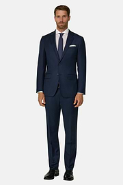Suit Micro Patterned Stretch Wool, Navy blue, thumb, 2
