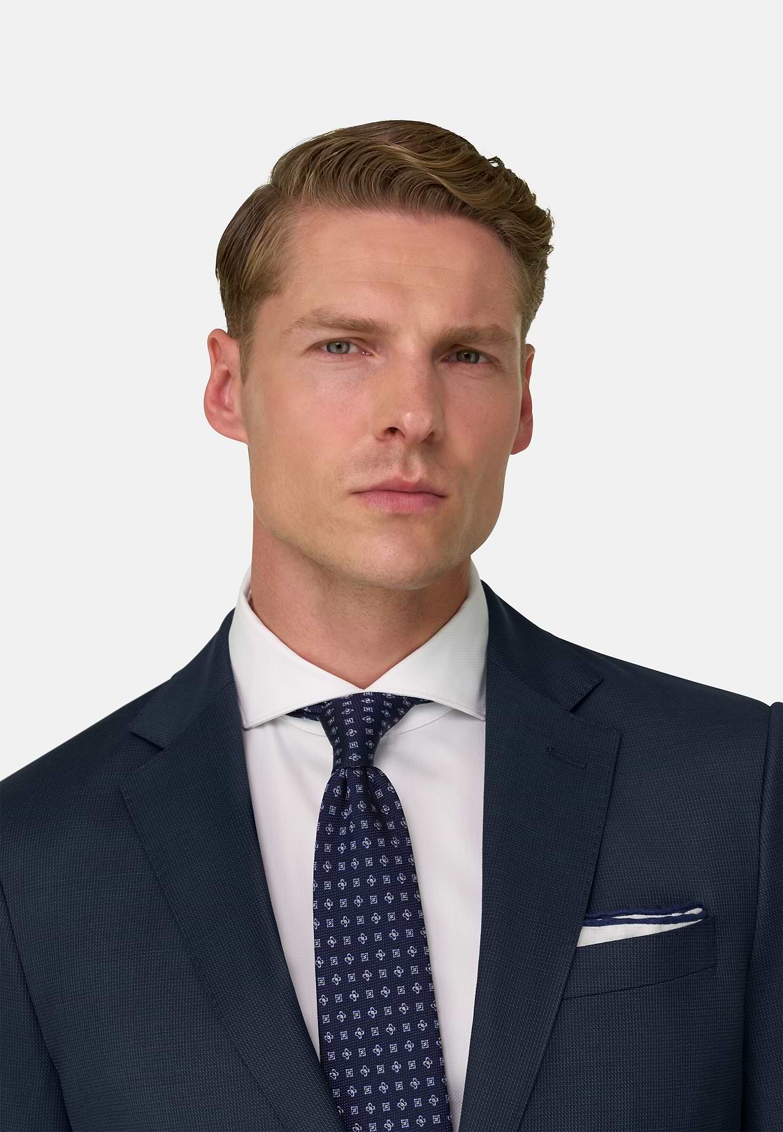 Suit Micro Patterned Stretch Wool, Navy blue, hi-res, 4