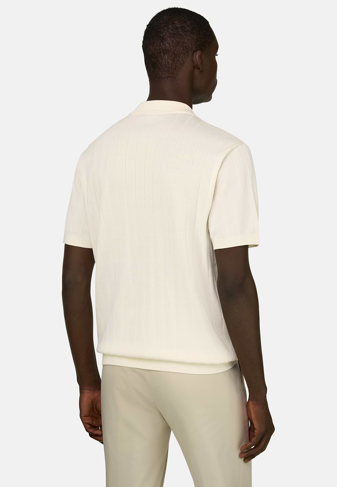 Polo Di Maglia In Cotone Seta, Crema, hi-res, 3
