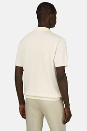 Polo Di Maglia In Cotone Seta, Crema, thumb, 3