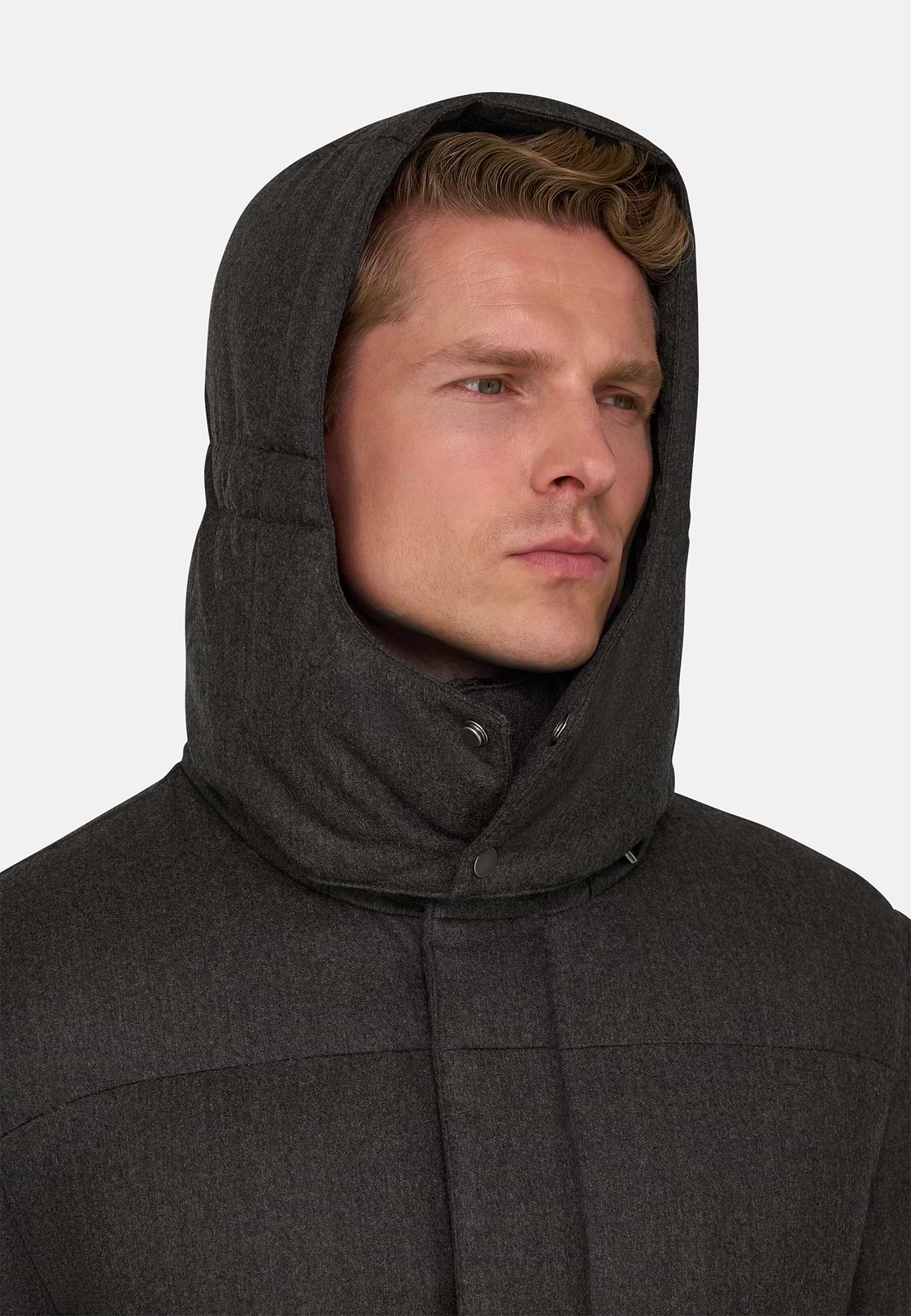 Parka in Goose Down Mélange Flannel, Taupe, hi-res, 5