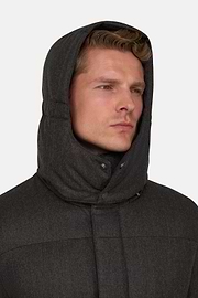 Parka in Goose Down Mélange Flannel, Taupe, thumb, 5