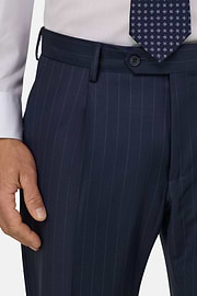 Suit Pinstripe in S130 Wool, Blue, thumb, 4