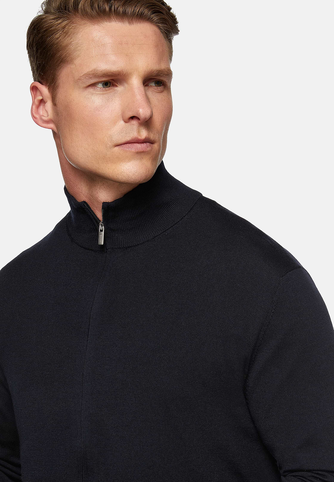 Merino Wool Full-Zip Jumper, Navy blue, hi-res