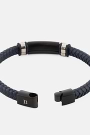 Braided Leather Bracelet, Blue, thumb, 3