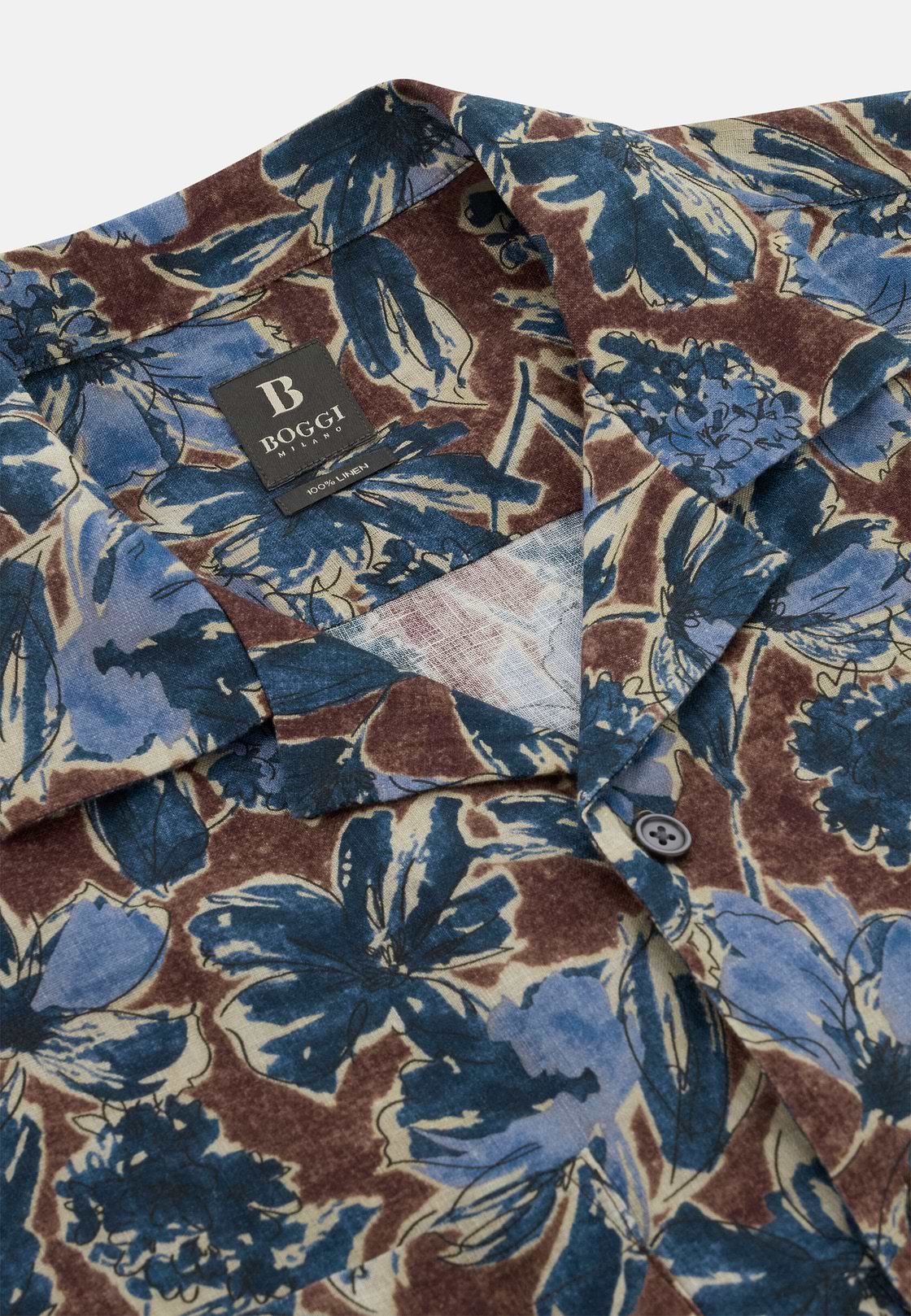 Regular Fit Printed Linen Shirt, Burgundy, hi-res, 5