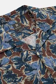 Regular Fit Printed Linen Shirt, Burgundy, thumb, 5