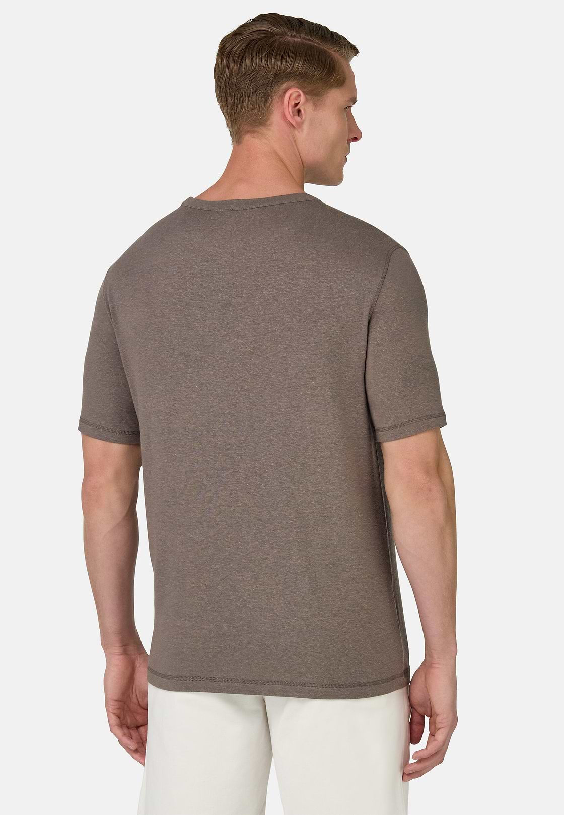 Cotton and Viscose Jersey T-Shirts, Brown, hi-res