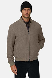 Bomberjack in Gemengd Wol, Beige, thumb, 1