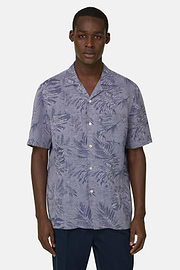 Camicia In Lino Cotone Regular Fit, Navy, thumb, 1