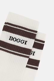 Chaussettes Logo À Rayures, Crème, thumb, 3