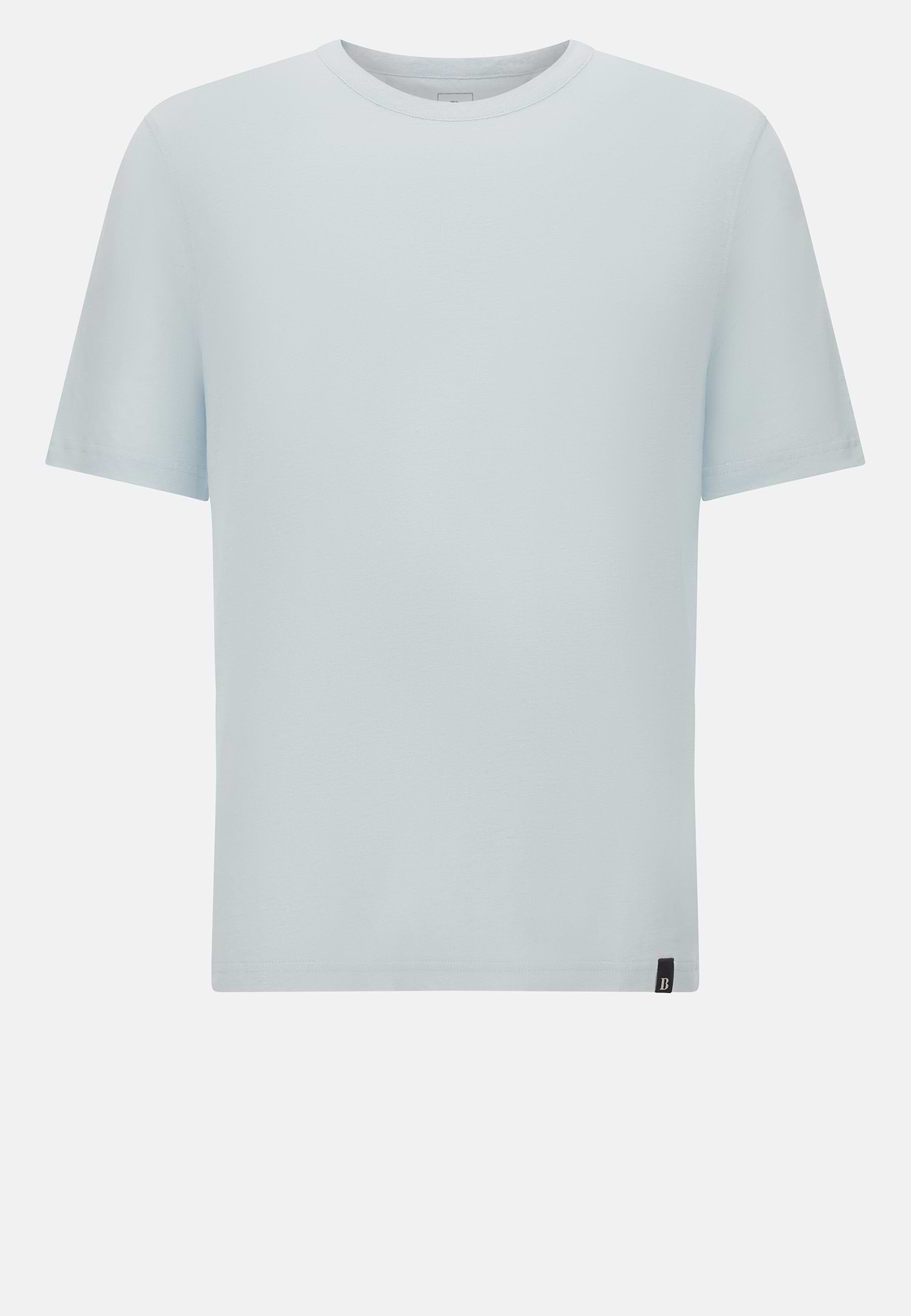 T-Shirt in Stretch Linen Jersey, Light Blue, hi-res