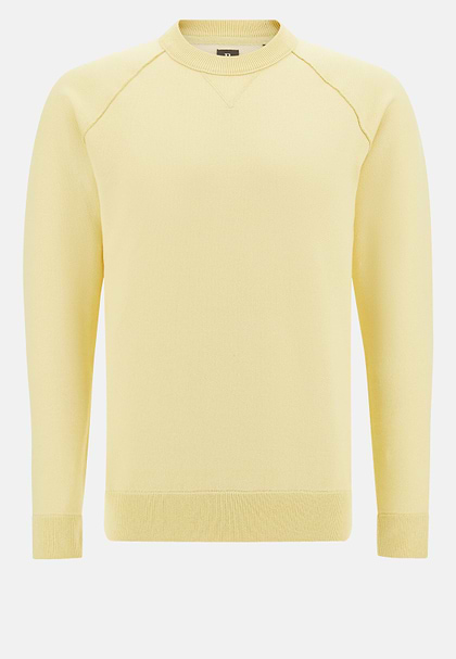 Cotton, Silk and Cashmere Crew Neck Jumper, Yellow, hi-res