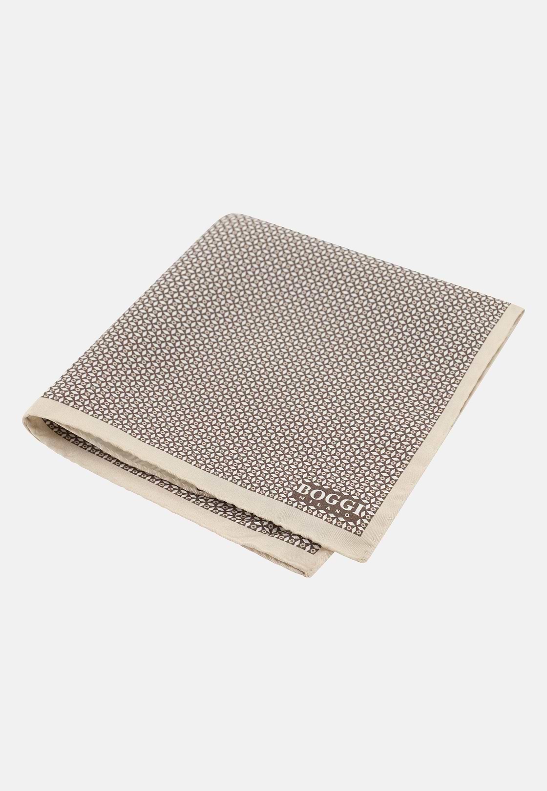 Geometric Silk Pocket Square, Cream, hi-res, 1