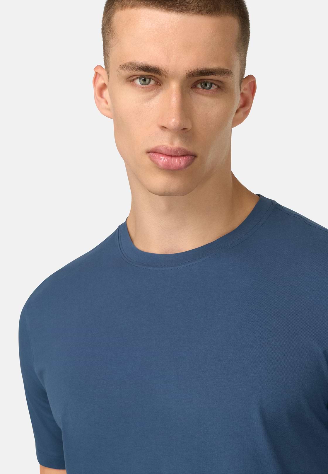 T-Shirt In Stretch Supima Cotton, Air-blue, hi-res