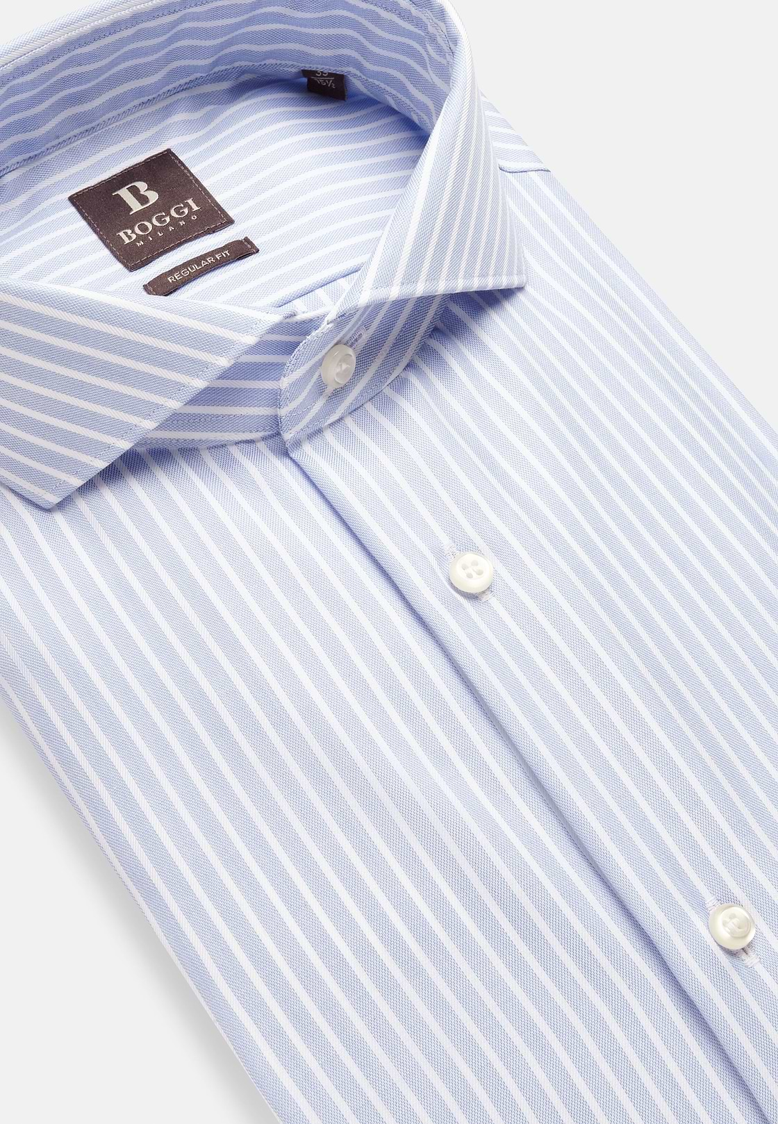 Striped Cotton Dobby Regular Fit Shirt, Light Blue, hi-res