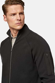 Charcoal Full Zip Sweatshirt in Technical Cotton, Charcoal, hi-res