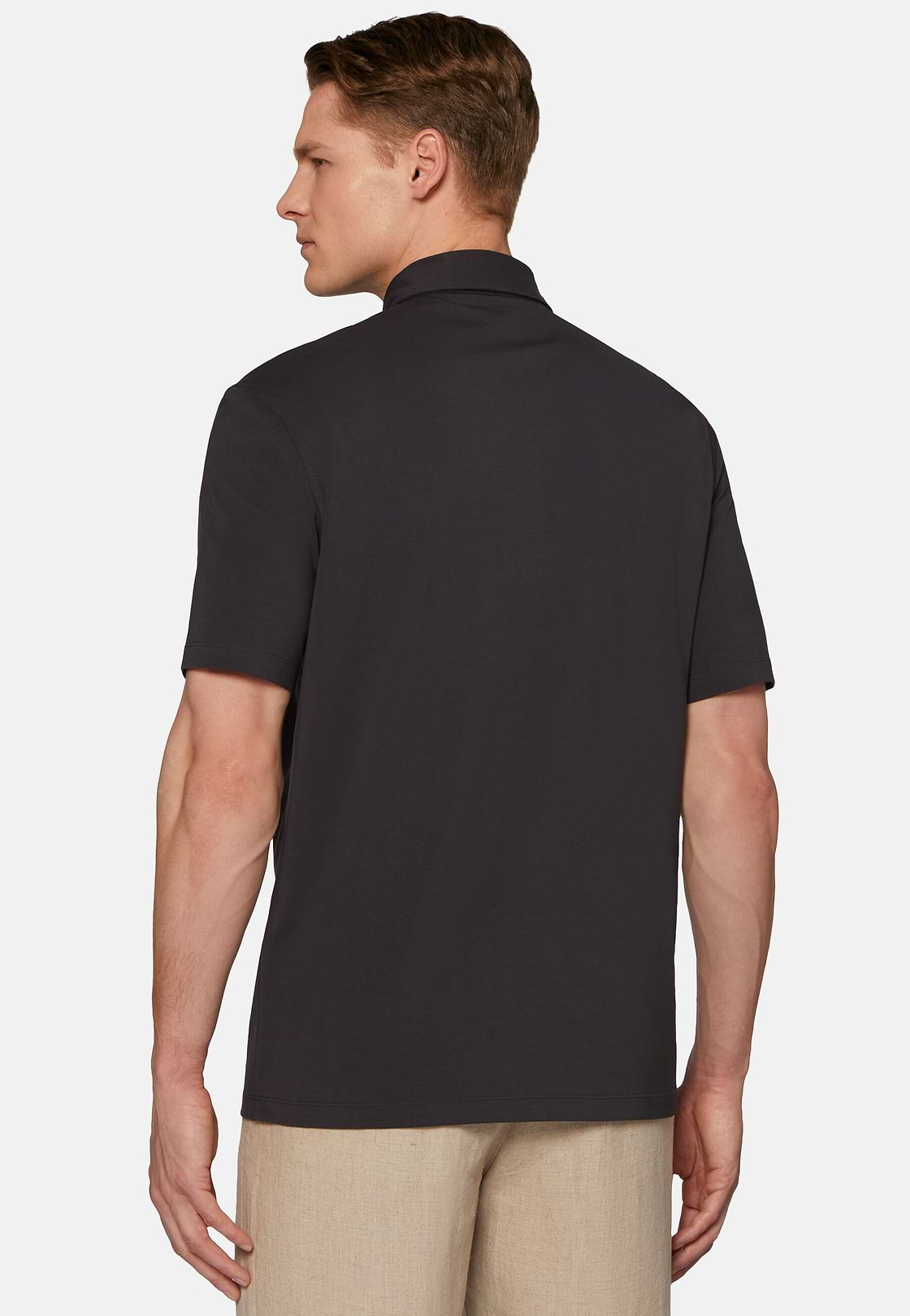 Polo Shirt In Stretch Supima Cotton, Black, hi-res