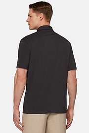 Polo Shirt In Stretch Supima Cotton, Black, hi-res