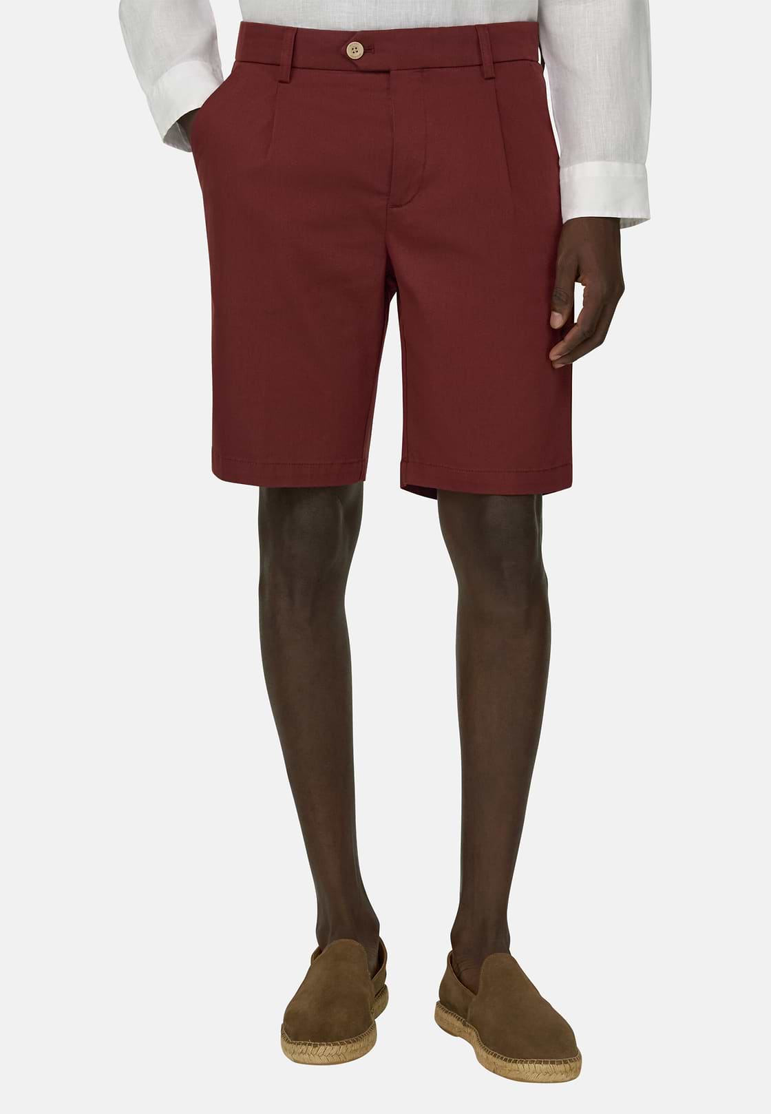 Bermudahose Aus Elastischem Tencel, Burgundy, hi-res, 2