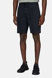 Stretch Cotton Summer Bermuda Shorts, Navy blue, hi-res