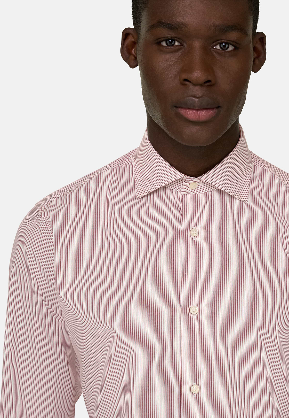 Camicia A Righe In Cotone Regular Fit, Burgundy, hi-res, 4
