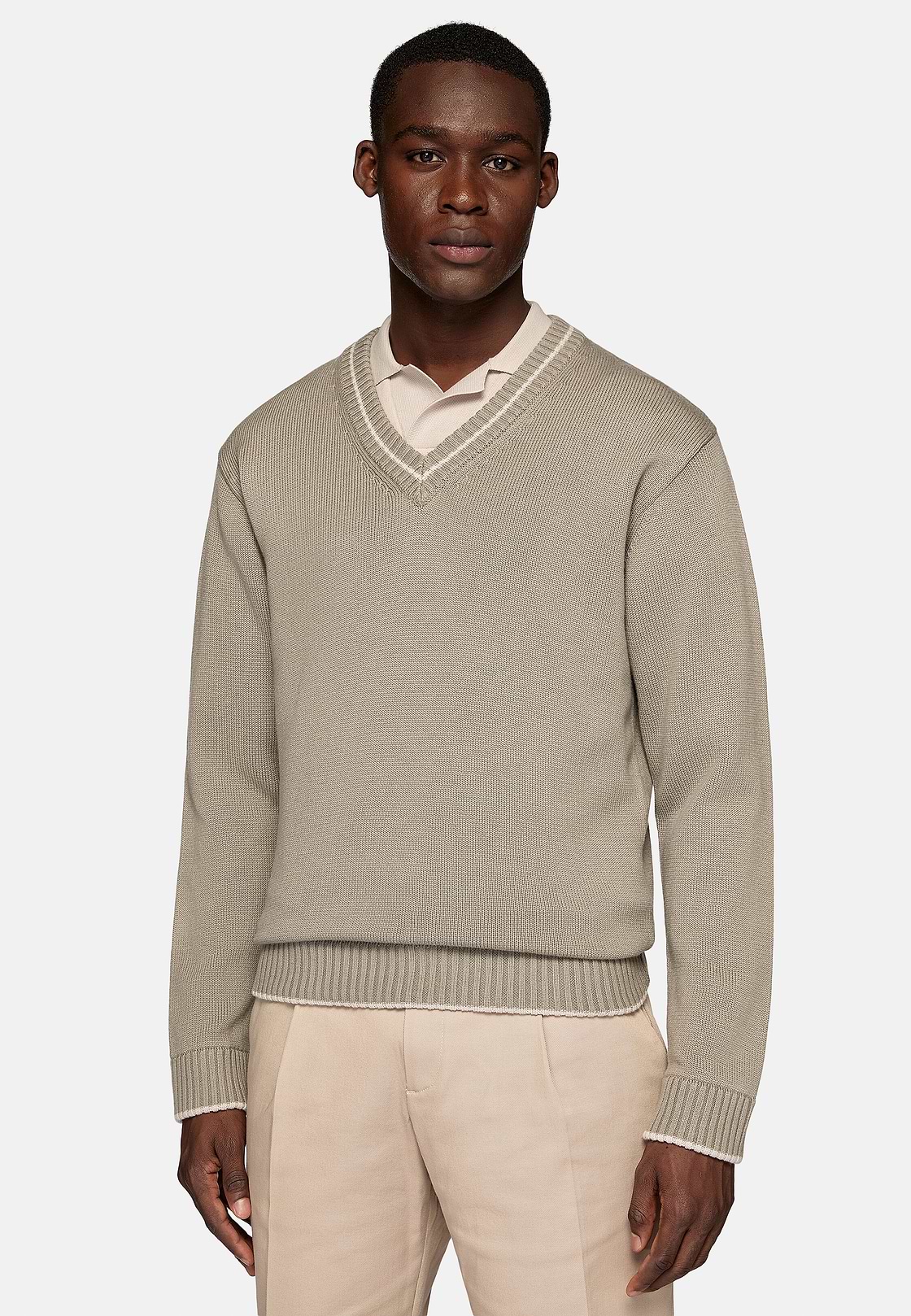 Taupe v neck sweater top
