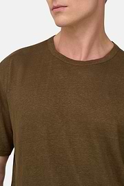 T-Shirt Aus Stretch-Leinen-Jersey, Braun, thumb, 4