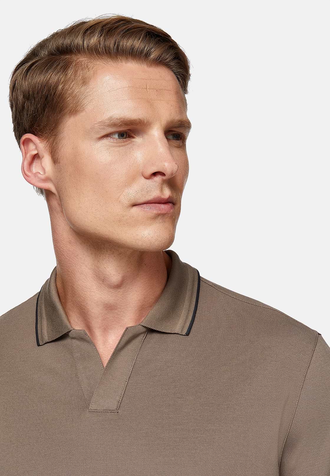 High-Performance Piqué Polo Shirt, Brown, hi-res