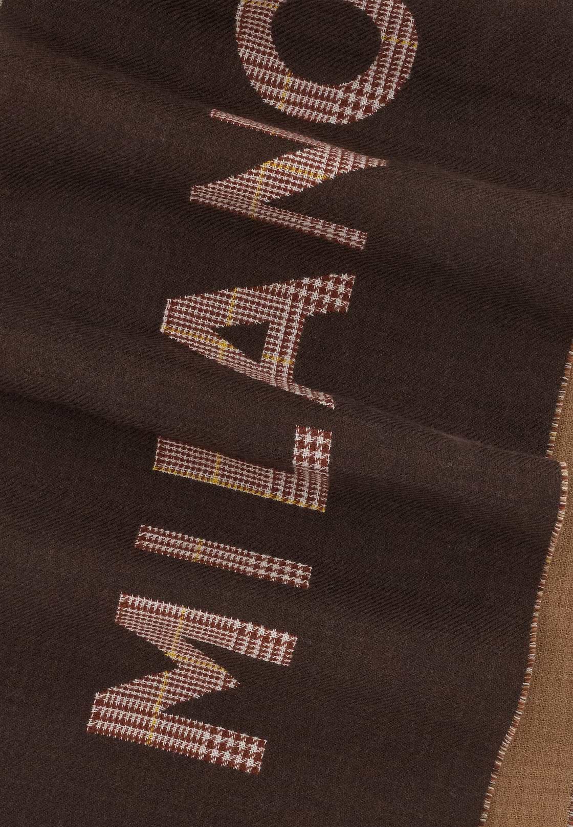 Scarf Double with Logo in Wool, Hazelnut, hi-res, 3