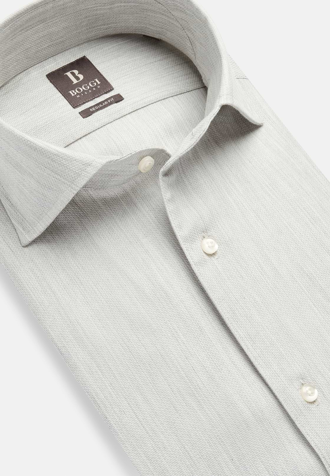 Camicia A Nido D`Ape In Cotone Regular Fit, Grigio, hi-res